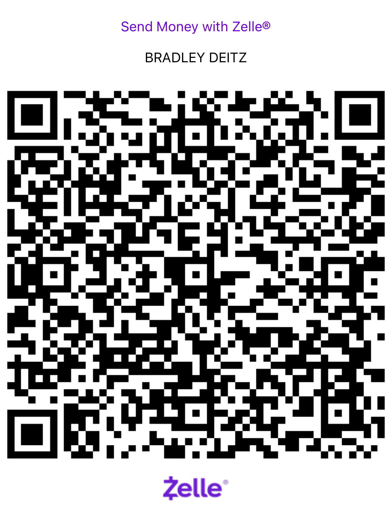 Zelle payment QR code for invoice payments